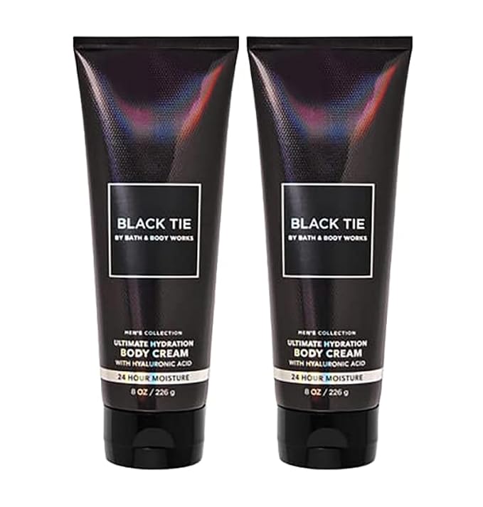 Bath and Body Works Men's Collection Ultimate Hydration Ultra Shea Body Cream 8 Oz 2 Pack (Black Tie)