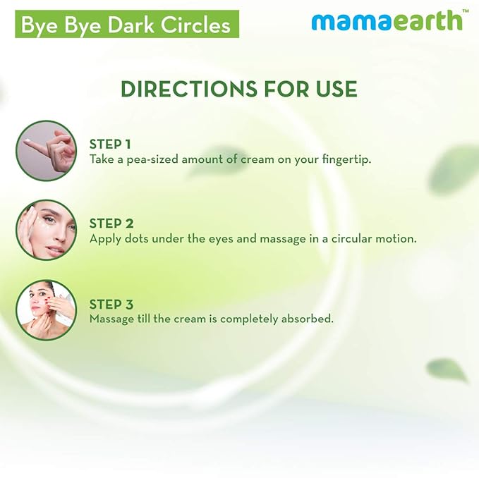 Mamaearth Bye Bye Dark Circles Eye Cream | with Cucumber & Peptide | Reduces Puffiness, Bags & Wrinkles | Nourishes Under Eye Skin | Suits All Skin Types | 0.70 Oz (20g)
