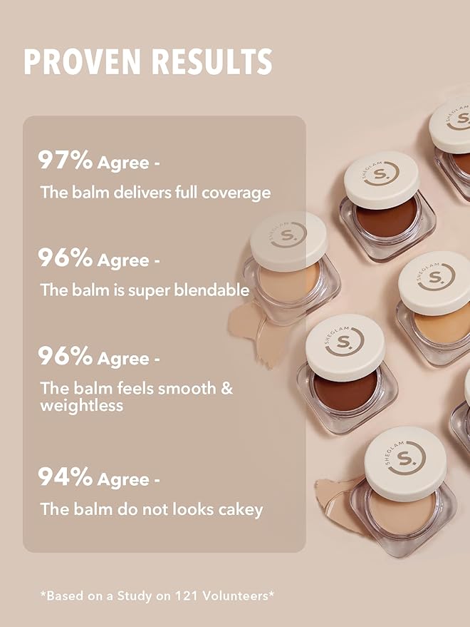 SHEGLAM Hydrating Cream Full Coverage Foundation Balm Long Lasting Concealer Face Foundation for Dry Skin - Chestnut