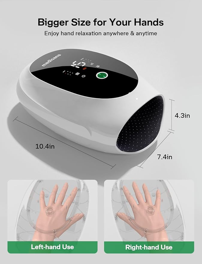 Hand Massager for Arthritis and Carpal Tunnel, 6 Modes 6 Intensities Hand Massager with Heat and Compression, Large LCD Display Full Hand & Wrist Massager, Christmas White Elephant Gifts for Adults