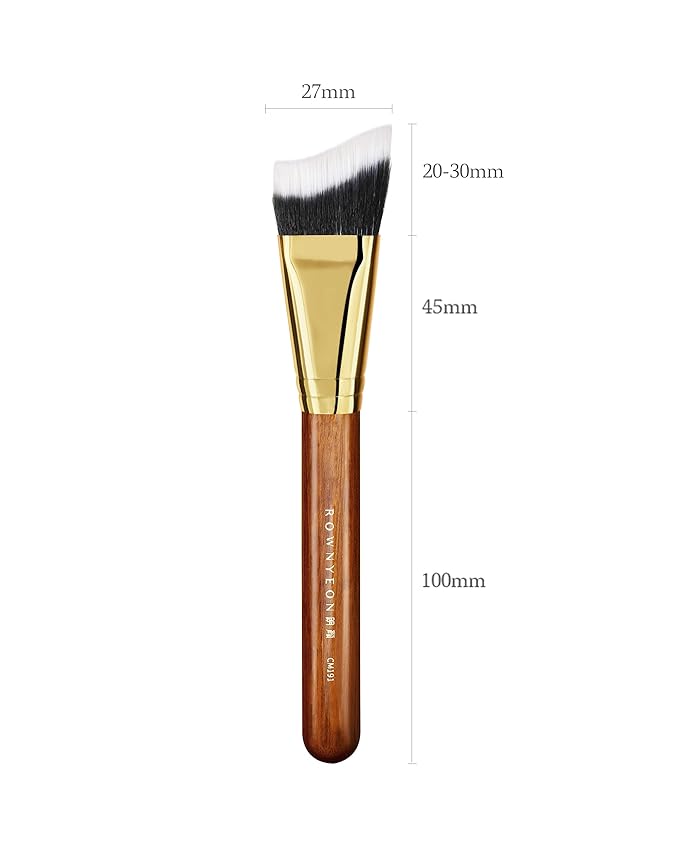 Desert Oak Series Terraced Contour Brush - 27mm Dual-Height Design with 5mm Flat Edge & 22mm Slope for Precision Sculpting, Bubinga & Brass (CM 191)