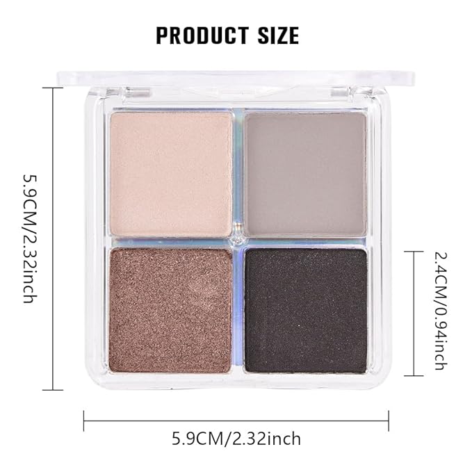 evpct Eyeshadow Quad Palette, Nude Beige Taupe Grey Bronze Smoky Black Ebony Glitter Shimmer Metallic Matte High Pigment Mini Eye Shadow Palette Makeup for older Women, Smudge Proof Vegan Cruelty-free