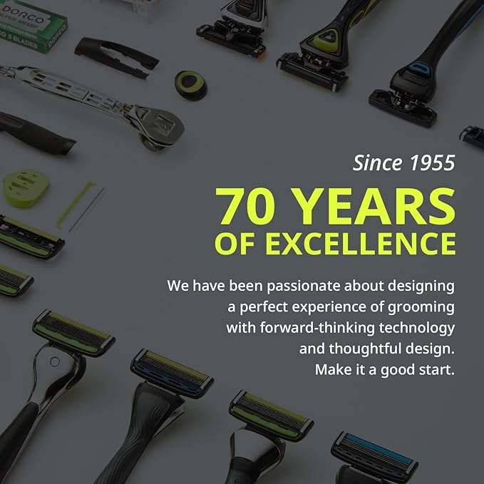 Dorco Pace 5 Pro Razors - Shaving System For Men with Trimmer - 16 Refill Cartridge Set