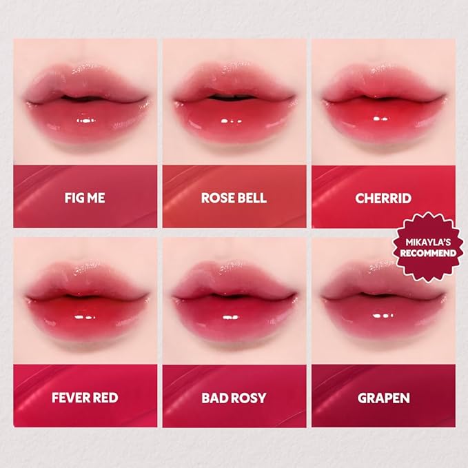 TIRTIR [*Mini Size Waterism Tinted Lip Gloss #18 Cherrid, 0.06 Fl Oz – Kiss Ready Lipgloss, 12H Long Lasting Non Sticky Natural Tinted Glow Korean Multiuse Cheek and Lip Tint for Women gift