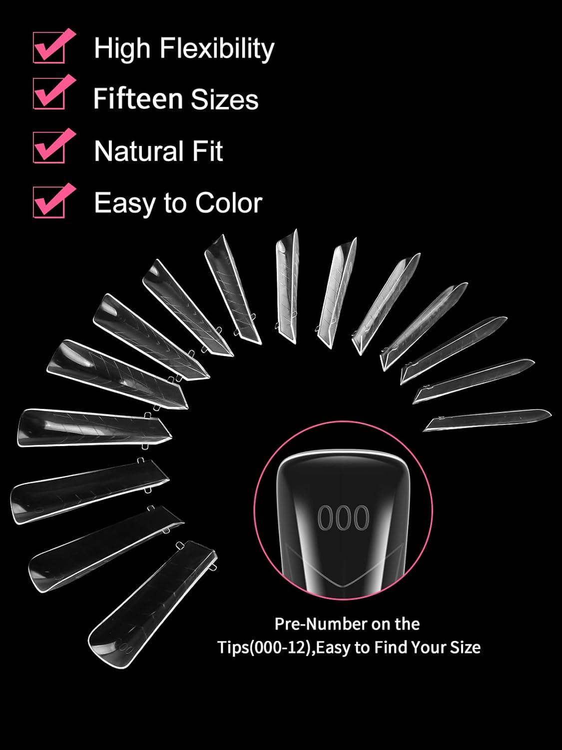 EBANKU Dual Nail Forms for Poly Extension Gel, 150 PCS Clear Claw Nail Molds Reusable 15 Sizes Nail Extension Forms for Builder Gel Manicure Design Salon DIY