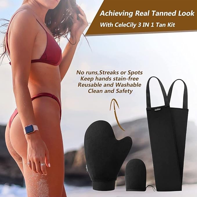 Self Tanning Mitt Applicator- Tanning Mitts Self Tanner Mitt Applicator Self Tanning Glove for Self Tan Mitt Self Tanner Mit, No Slide Off Self Tanner Glove Spray Tan Mitt Soft Self Tan Mit