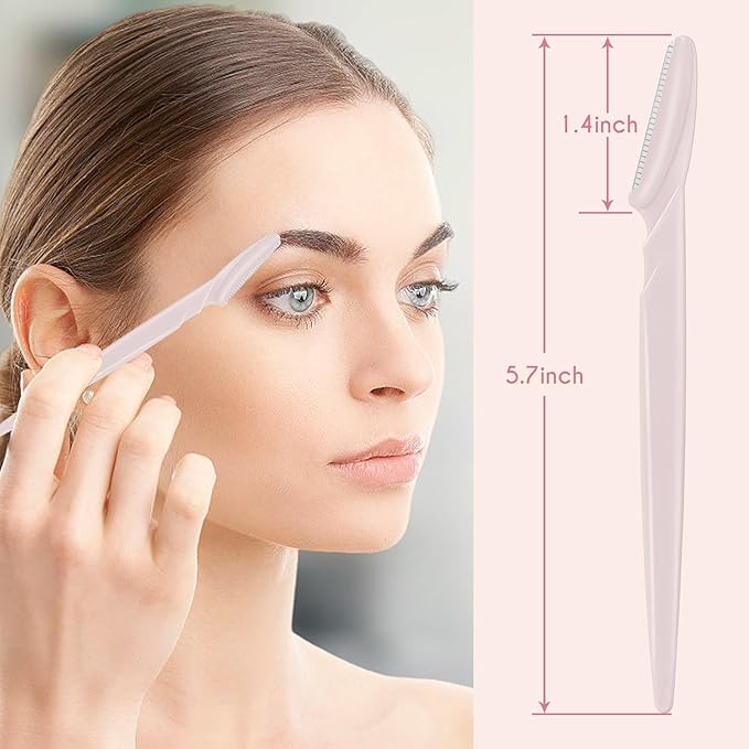 6 Pcs Light Pink Eyebrow Razor, Face Razors Multipurpose, Facial Razors for Women Men, Eyebrow Trimmers Shaver with Protective Cover, Dermaplaning Tools for Face Body Use, Facial Hair Removal Tools