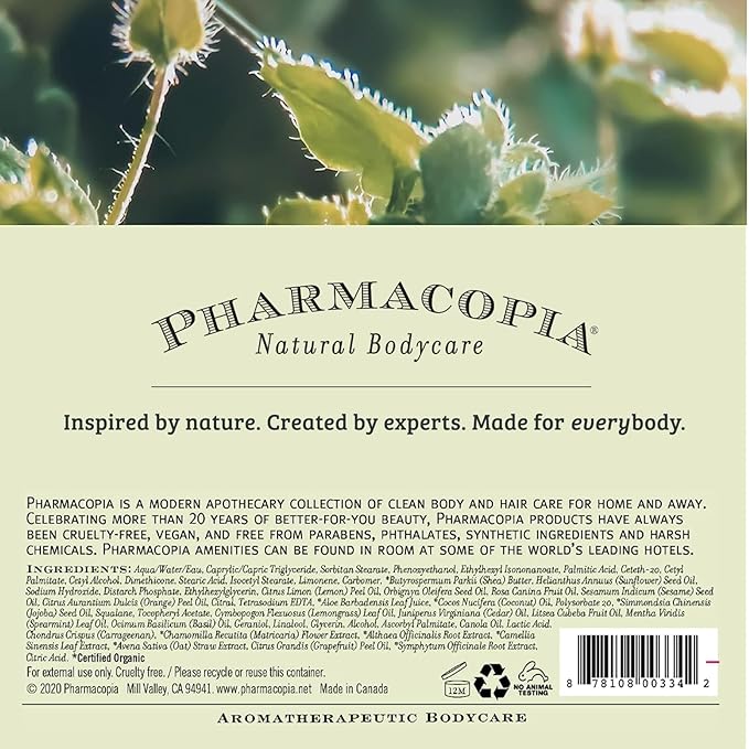 Pharmacopia Verbena Body Lotion - Hydrating Natural Moisturizer with Aromatherapy Benefits - Cruelty-Free Vegan Skin Care - Shea Butter, Aloe Vera, and Jojoba Oil - Lotion for Dry Skin, 16 oz