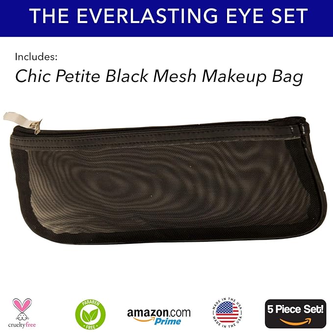 The Everlasting Eye 5 Piece Waterproof Makeup Set. Gel Eyeliner, Creme Eyeshadow, 2 brushes and Mesh Bag. Paraben-free, Talc-free, Cruelty-free. Cashmere/Chocolate Kiss 2502