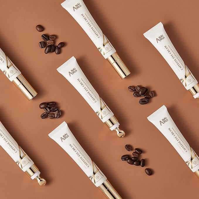 ANAI RUI Caffeine Eye Cream, Niacinamide Eye Cream for Dark Circles and Puffiness, Anti Aging & Friming Eye Cream with Eye Roller, Caffeine Under Eye Cream for Puffy Eyes, Bag Treatment 0.5 FL.OZ