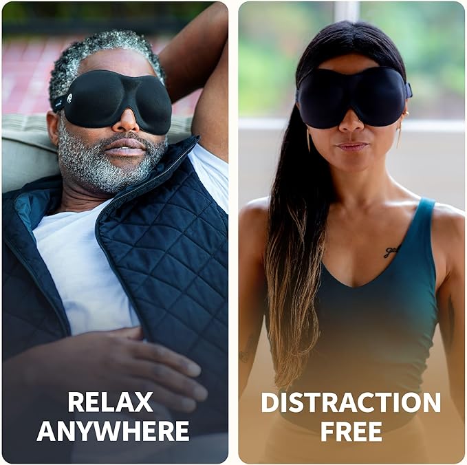 Nidra Contoured Sleep Mask for Side Sleepers – Zero Pressure Fit, Light Blocking Eye Shade for Sleeping & Travel – Blue, Standard Size