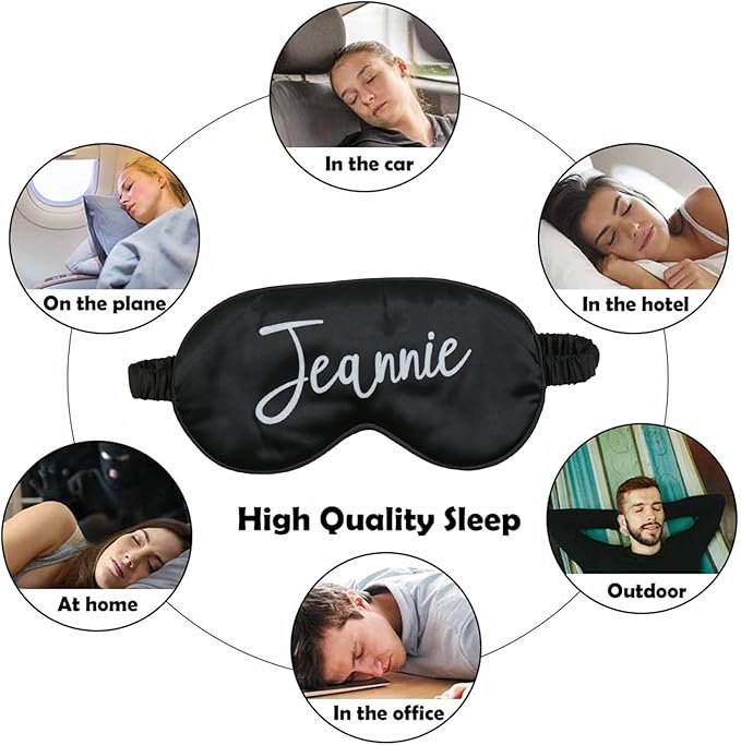 Personalized Eye Masks for Sleeping Add Photo Text Logo Name for Wedding Favor Satin Bachelorette Bridesmaid Gift Black