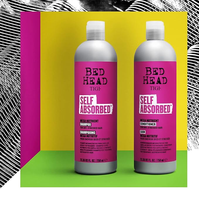 TIGI Bed Head Shampoo and Conditioner For Dry Hair Self Absorbed Nourishing Hair Care to Visibly Repair Hair and Strengthen it From Within 25.36 Fl Oz (Pack of 2)