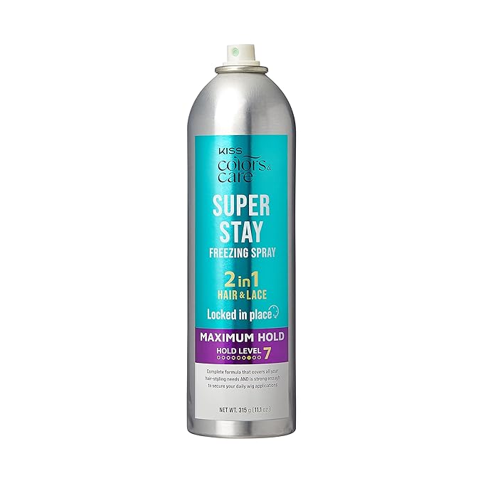 KISS COLORS & CARE Maximum Hold 2-in-1 Super Stay Freezing Spray, 11.1 oz. - Daily Hair Styling, Safe on Skin & Hair, Easy Wash Out, Humidity Resistant, Sweat Resistant, Spring Floral Scent