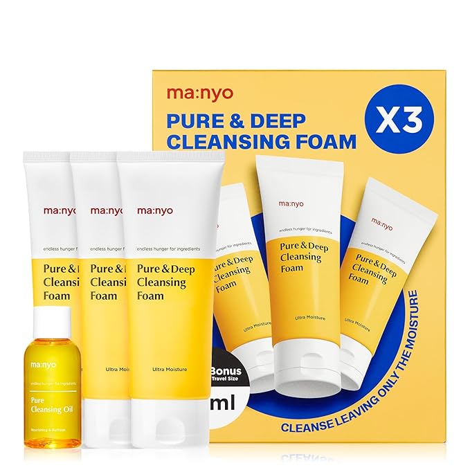 MANYO Pure & Deep Cleansing Foam Korean Skin care, Daily Cleanser 10.1 fl oz - 3pack