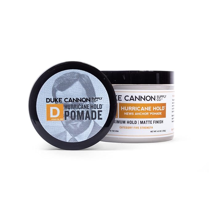 Duke Cannon News Anchor Hurricane Hold Pomade - 4.6oz - Maximum Hold, Matte Finish, Water-Based Pomade for Men with Citrus, Cedarwood & Musk Scent