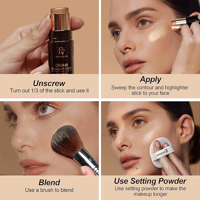 FV 2PCS Contour Stick, Highly Pigmented & Blendable Makeup, 01&03