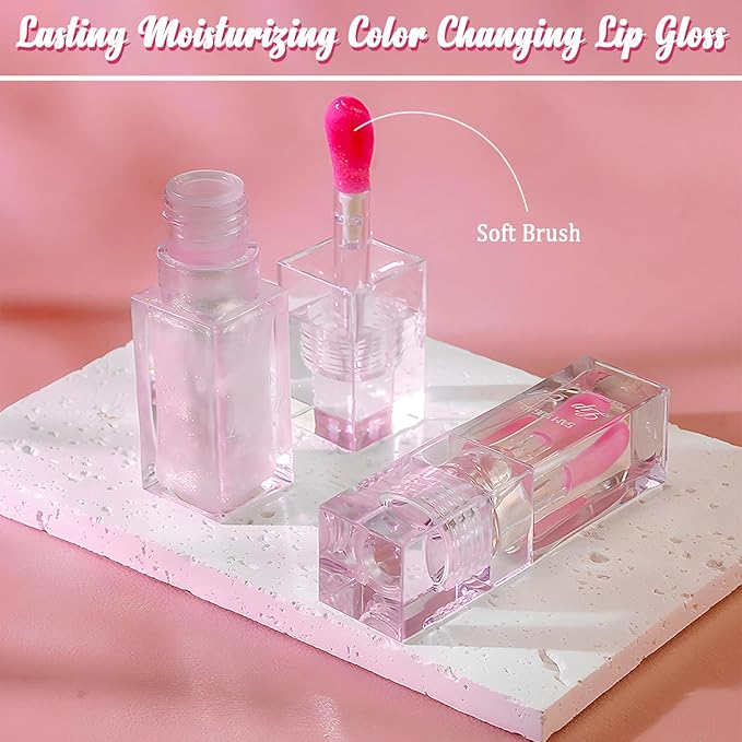 Magic Color Changing Lip Oil,Plumping Glimmer Color Changing Lip