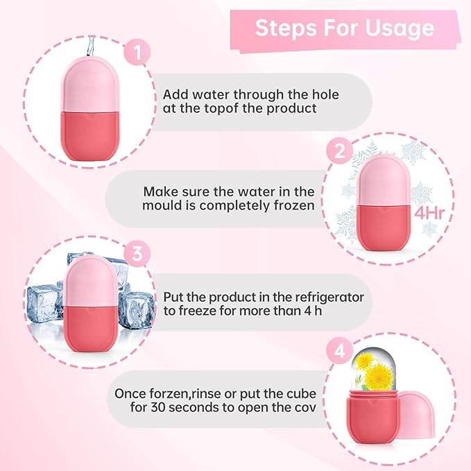 Coquette Ice Roller for Face and Eye, Ice Face Roller, Aesthetic Skin Care Tools Gifts for Women Cute Preppy Stuff,Silicone Ice Mold for Beauty(Pink)