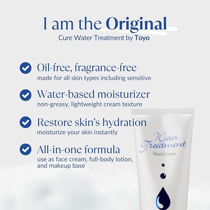 Cure by Toyo | Water Treatment Oil-Free Moisturizer | Face Cream and Body Lotion | Non-Greasy | Sensitive & Dry Skin | 3.5 Ounce