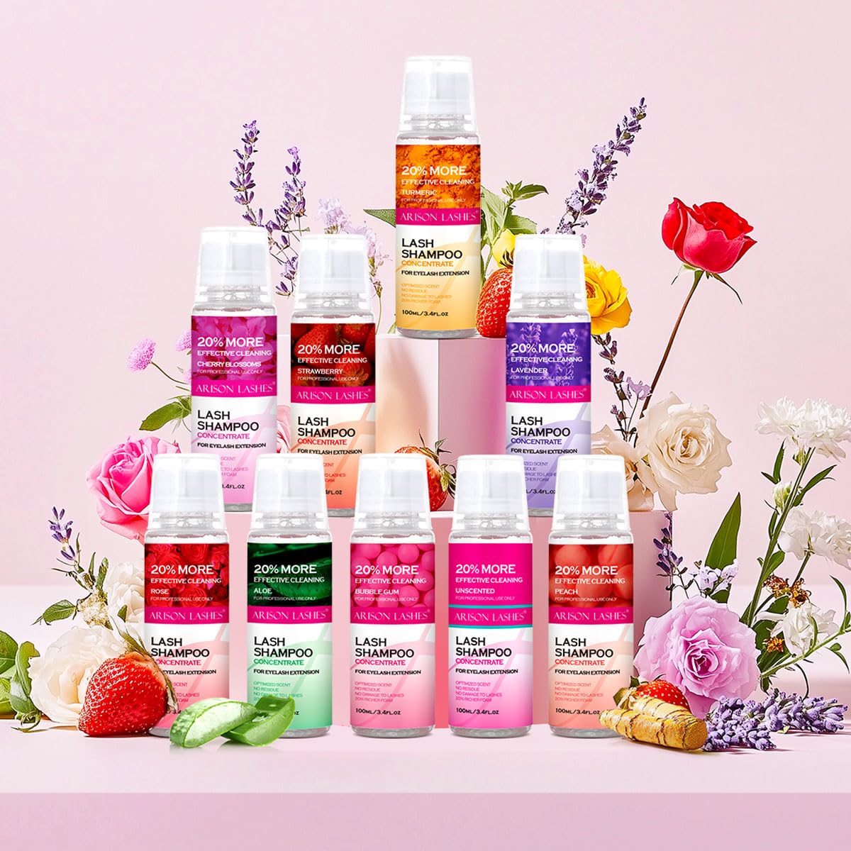 ARISON LASHES Lash Shampoo Concentrate for Lash Extensions 100ML Eyelash Cleanser Concentrate Oil-Free Eyelash Extension Shampoo with Salon Home Care(Aloe Vera)