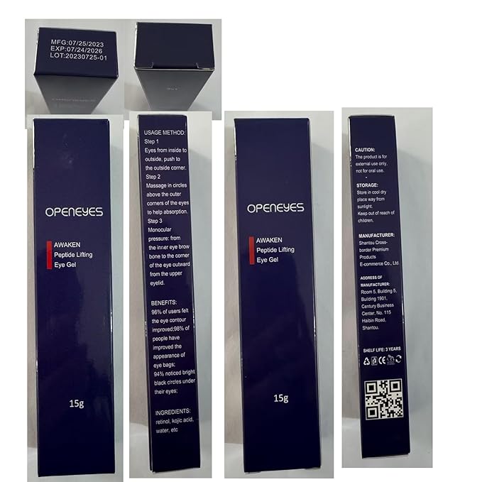 Open eyes awaken peptide lifting eye gel,peptide eye lifting gel,Reduces Dark Circles, Dark circles Hydrating firming Eye cream (3PCS)