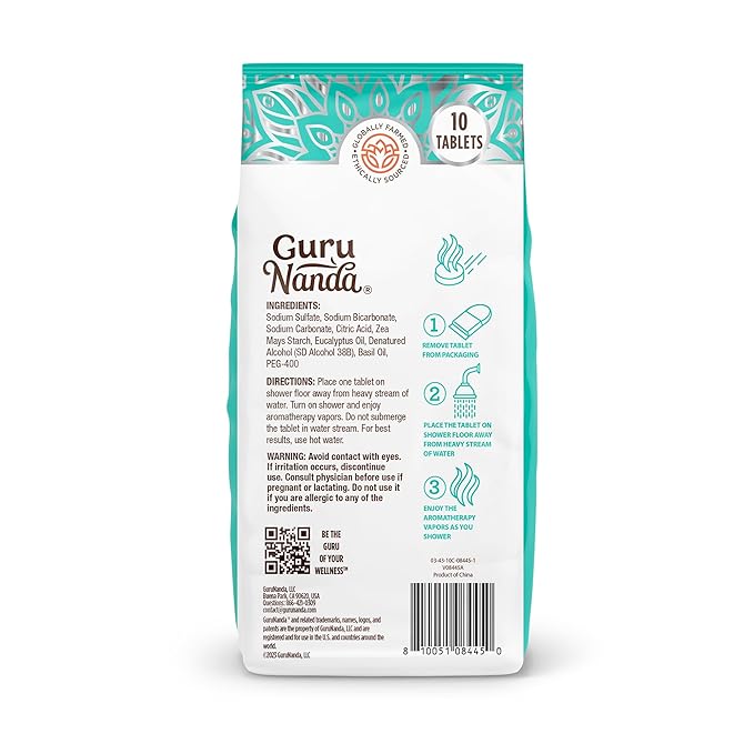 GuruNanda Breathe Shower Steamers for Aromatherapy 10 Pack, Relaxation Gifts for Women & Men with Essential Oils, Stress & Congestion Relief, Self Care