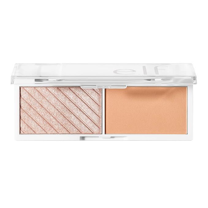 e.l.f. Cosmetics Bite-Size Face Duo, Highlighter, Bronzer & Blush Palette, Highly Pigmented, Cantaloupe, 0.049 Oz (1.4g), 0.049 ounces