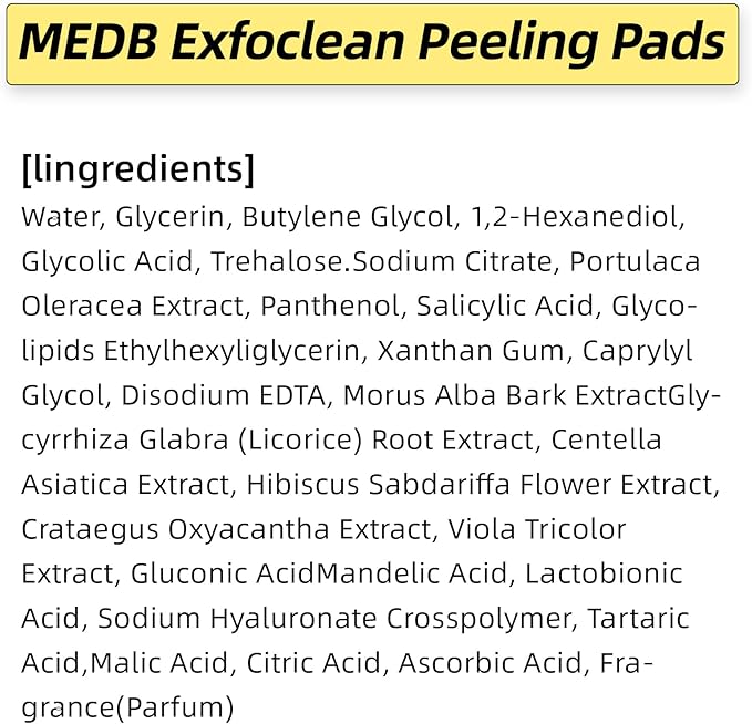 MEDB Exfoclean Peeling Pads Korean Skincare Exfoliating Face Pad, 60 Counts