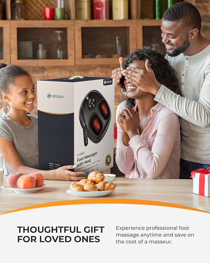 CooCoCo HSA Store Eligible Foot Massager with Heat, Plantar Fasciitis Feet Massager with Remote, Gifts for Women Men Mom Dad, Deep Kneading & Compression, Foot Warmer for Home Office, Fits Size 14