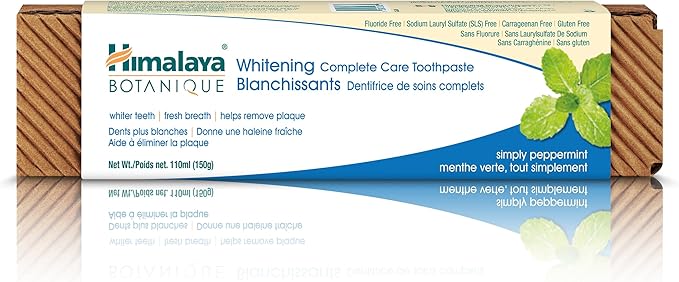 Himalaya Botanique Complete Care Whitening Toothpaste, Simply Peppermint, for a Clean Mouth, Whiter Teeth and Fresh Breath, 5.29 oz