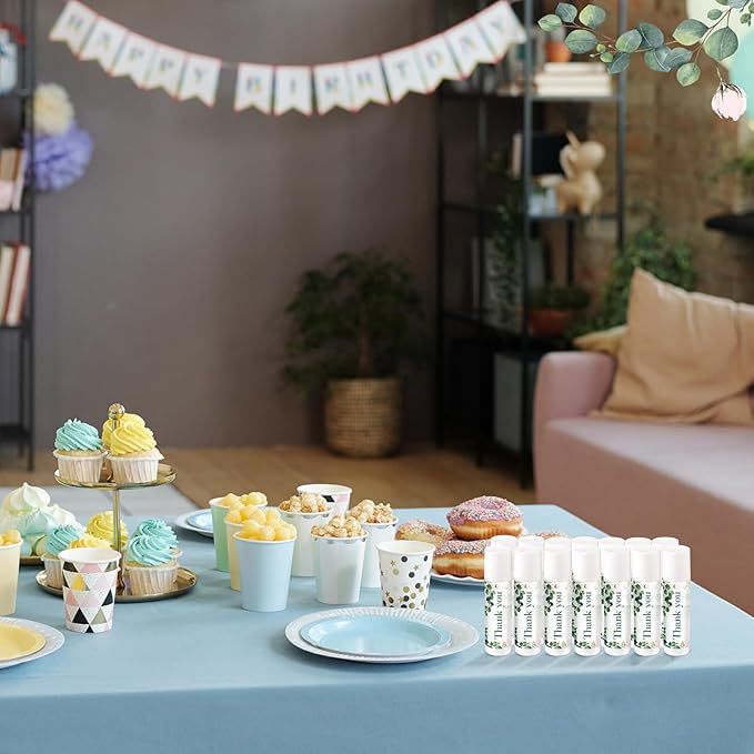 Demissle 40 Pcs Lip Balms with Jasmine Scent and Green Leaves - Moisturizing Gift for Wedding, Baby Shower, Gender Reveal Party