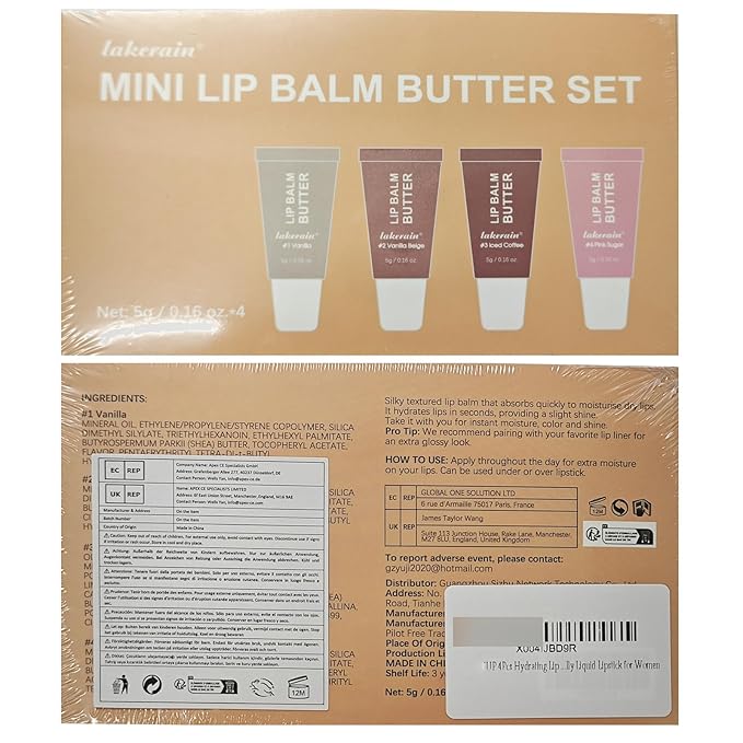 4Pcs Hydrating Lip Gloss Set, Mini Lip Butter Balm Pack, High Shine Glass Finish Lip Moisturizing Plumping Lip Gloss Shiny Jelly Liquid Lipstick for Women