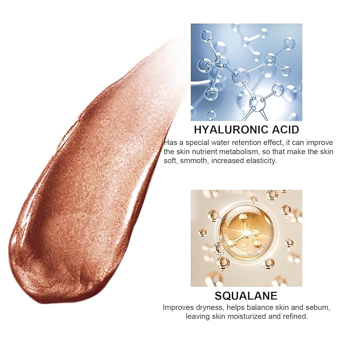 Natural Glow Liquid Filter Makeup, Longwear Face Luminizer, Complexion Booster For Any Part of the Body, Liquid Highlighter with Brush Kit, Infused Hyaluronic Acid, 1.06 fl oz (#06 TAN/DEEP)