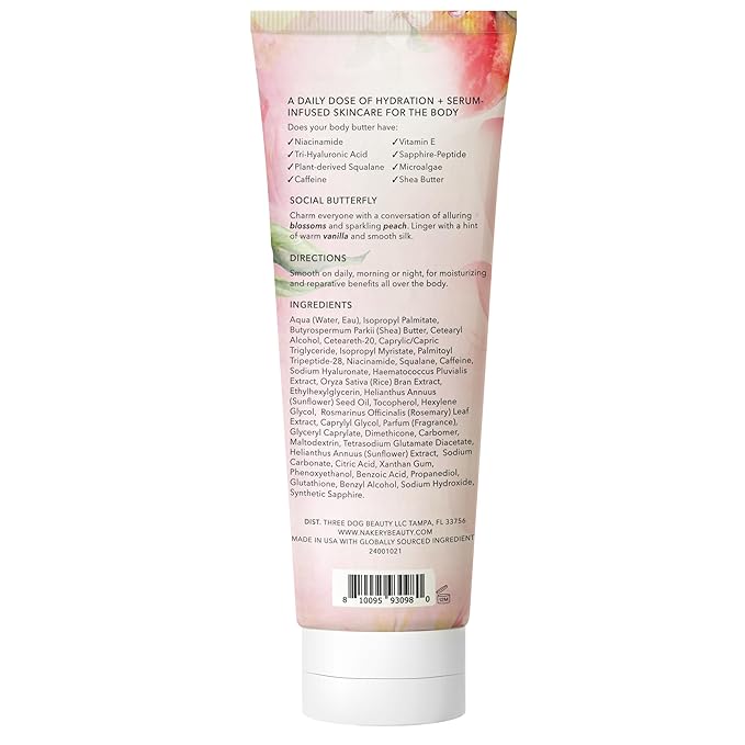 NAKERY Body Butter Anti Aging Moisturizer - Body Cream Skin Tightening Cream & Neck Firming Cream, Moisturizing Cream & Neck Tightening Cream for Body & Face Cream for Dry Skin 300ml(Social Butterfly)