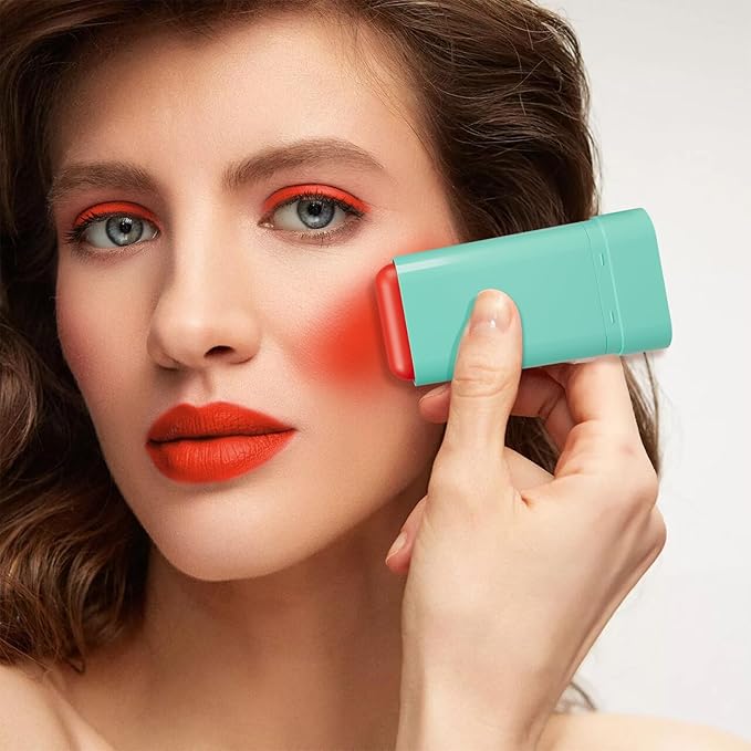 Orange Blush, Multi-Use Blush Stick, Cream Blush for Cheeks, Long Lasting and Waterproof, Natural-Looking Stick Blush for All Skin, Makeup Blush, Coral Orange