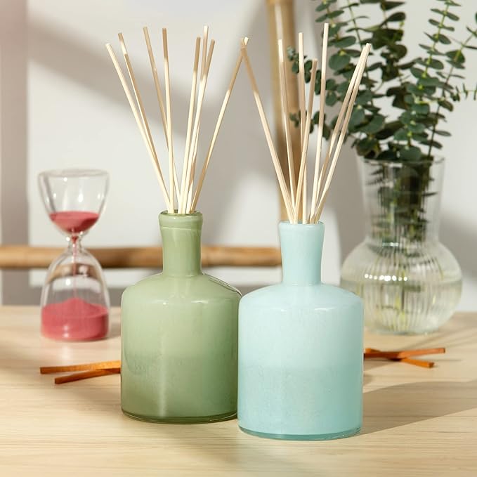 LAFCO New York Signature Reed Diffuser, Marine - 15 oz - Up to 9 Months Fragrance Life - Reusable, Hand Blown Glass Vessel - Natural Wood Reeds - Made in The USA