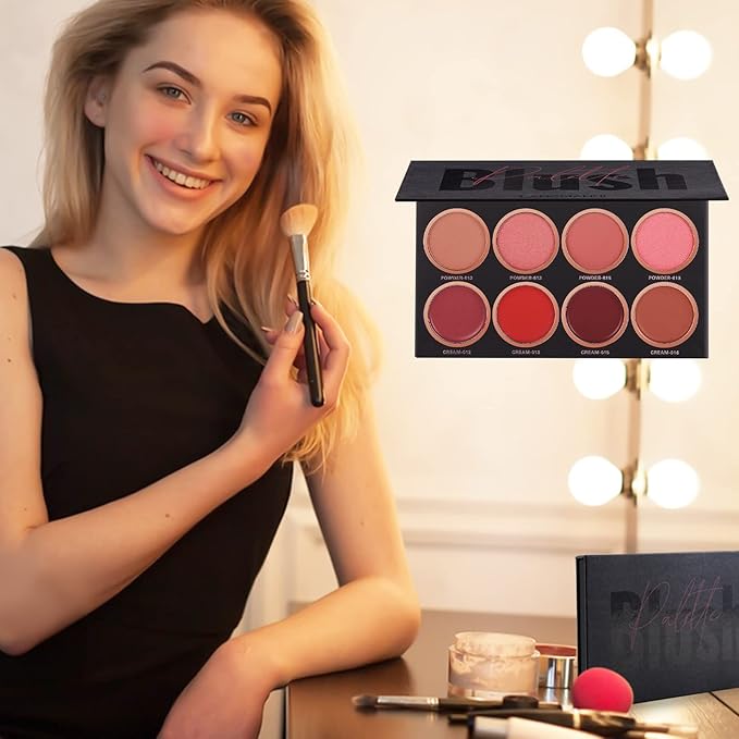 8 Colors Blush Palette,Vegan, Cruelty Free & Hypoallergenic,Women