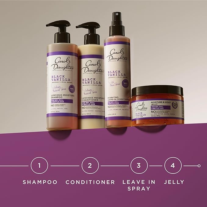 Carol's Daughter Black Vanilla Moisture Sulfate Free Shampoo for Curly, Wavy or Natural Hair, Moisturizing Hair Care for Dry, Damaged Hair, 12 Fl Oz