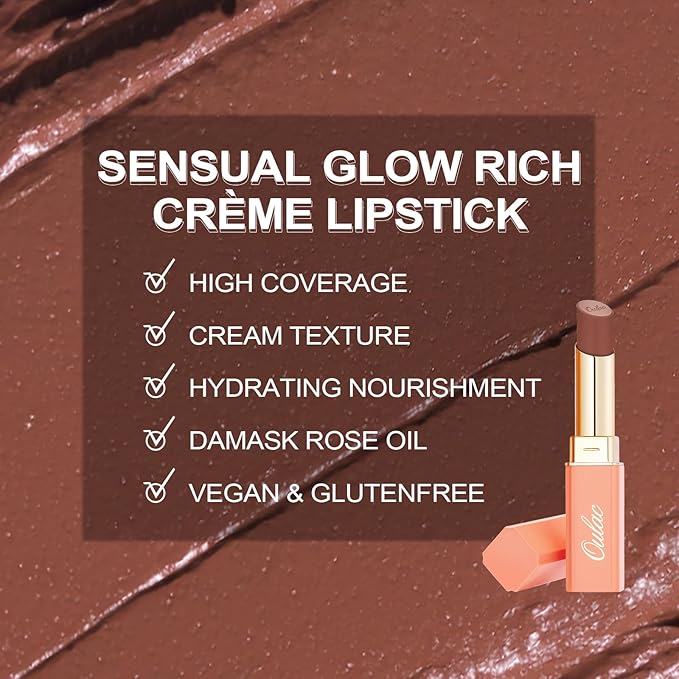 Oulac Color Rich Satin Lipstick Set For Women Red Burgundy Lipsticks High Impact Lipcolor Tinted Lip Balm, Nourishing, Satin Finish, Moisturizing Creamy Formula, Vegan Gluten Free 07+08+15(SET 4)