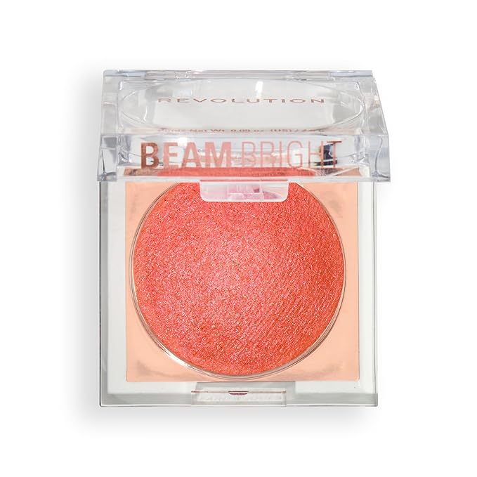 Revolution, Beam Bright Blush, Blendable & Buildable Face Powder Blush, Luminous Finish for Radiant Cheeks, Vegan & Cruelty-Free, Orange Crush, 0.09 Oz