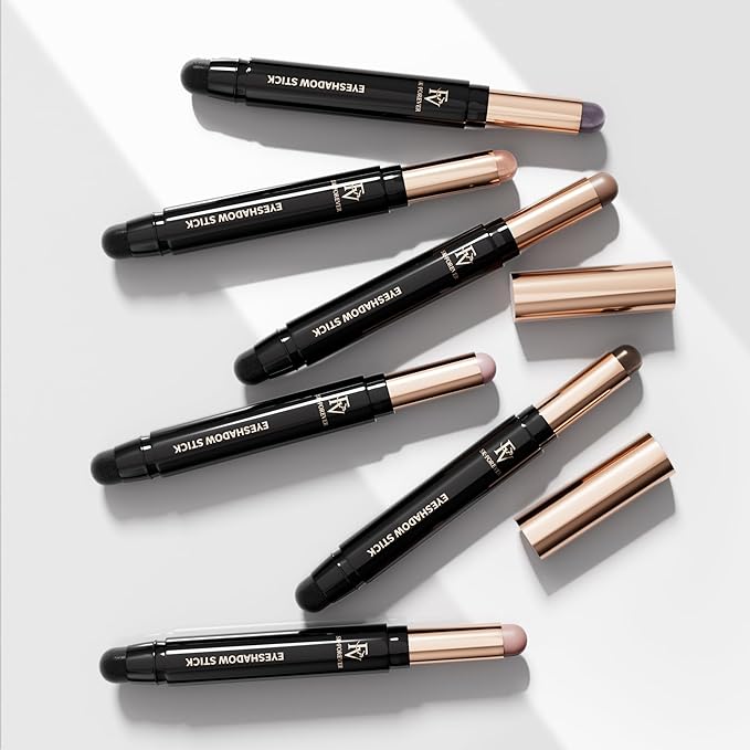 FV Long Lasting Cream Eyeshadow Stick, Waterproof & High Pigmented Eye Shadow Sticks Duo with Blending Sponge, Crease-Proof & Natural Finish Eyeshadow Pencil, Vanilla Matte