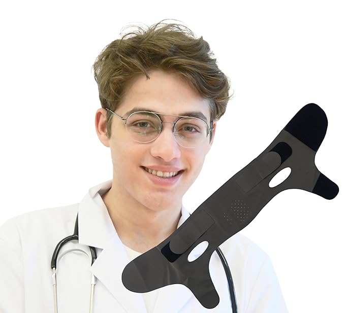 V Line Lifting Mask Chin Strap for Sleeping, Face Lifting Strap, Chin Strap, V Line Mask, Jawline Shaper, Jaw Strap, Double Chin Reducer,Face Lift Tape & Snoring Solution (Black)