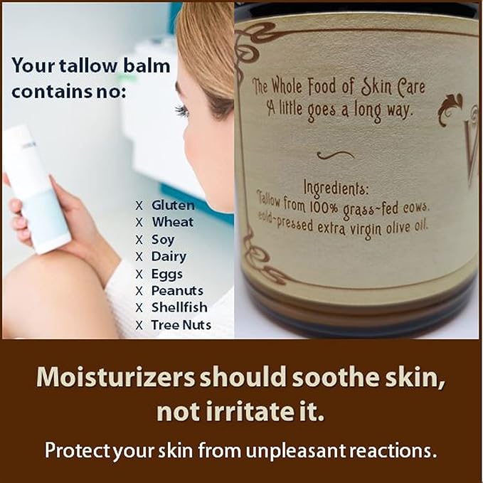 Vintage Tradition Beef Tallow All Purpose Balm - Healing, Hydrating Weather-Protecting Skin Care Salve Replaces Body Lotion, Hand Cream, More - Essential Oil, Olive Oil, and Grass-Fed Tallow, 2 fl oz.