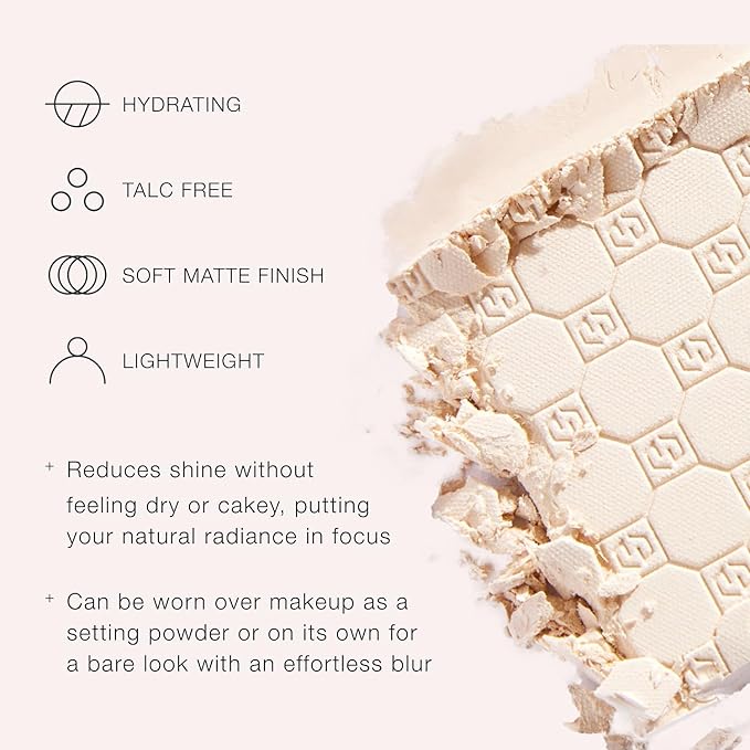 Jouer Soft Focus Hydrate & Setting Powder - Pressed Powder with Matte Finish - Blurring Powder for Fine Lines and Pores - Set Face Makeup Foundation or Concealer - Tan
