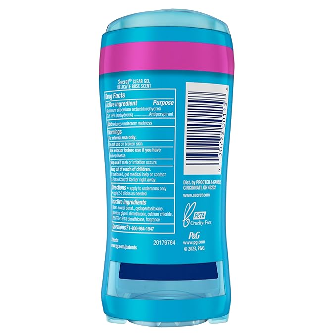 Secret Fresh Antiperspirant and Deodorant for Women, Clear Gel, Delicate Rose Scent, 2.6 oz (Pack of 4)