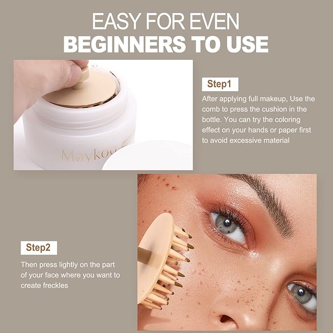 Freckle Cushion Natural Like Freckle Makeup Fake Freckles Pen Waterproof Long Lasting Quick Dry, Get Sun-kissed Stars Makeup Freckle in One Press, Fresh Brown, 15g