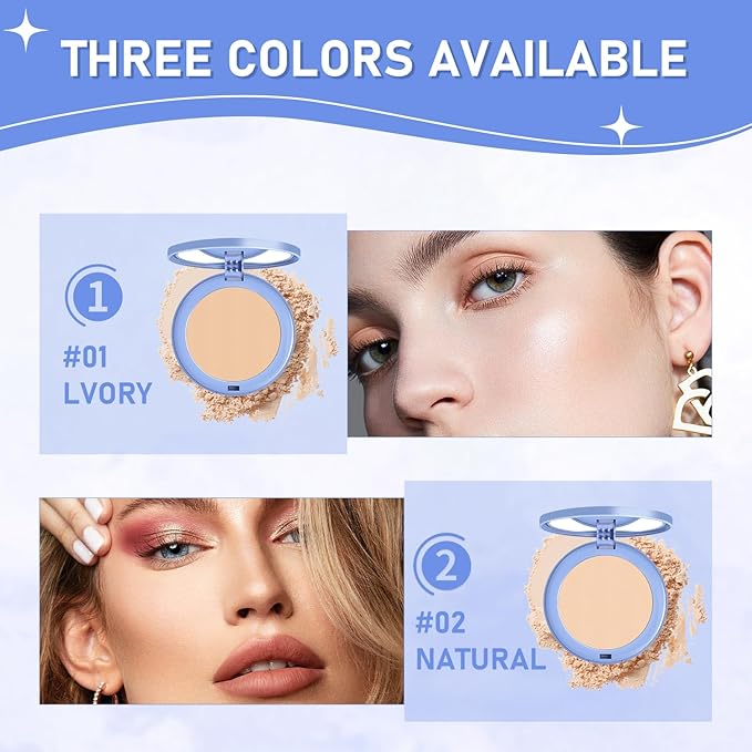 Maycheer Face Powder, Maycheer Setting Powder, Maycheer Lasting Waterproof Oil Absorbing Pressed Powder Compact, Lightweight Finishing Pressed Powder Compact (Dark Complexion, 03)