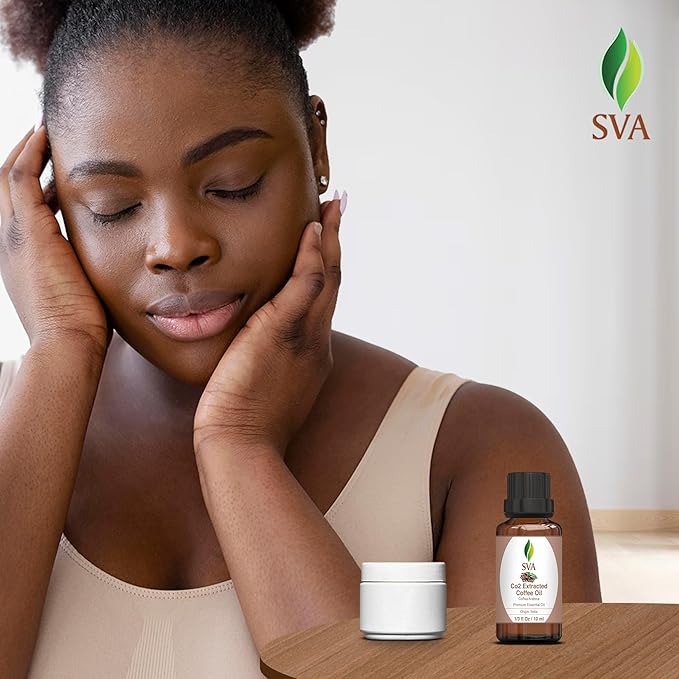 SVA Coffee Essential Oil – 1/3 Fl Oz – 100% Natural Coffee Oil - for Diffuser, Hair Care, Face, Skin Care, Aromatherapy, Scalp and Body Massage, Soap and Candle Making