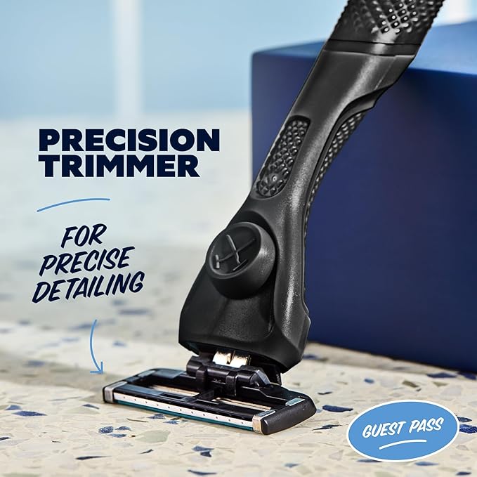 Dollar Shave Club | The Guest Pass Shave Set | 2 Extra Close Refill Cartridges, 1 Handle (Black), 1 Razor Cover